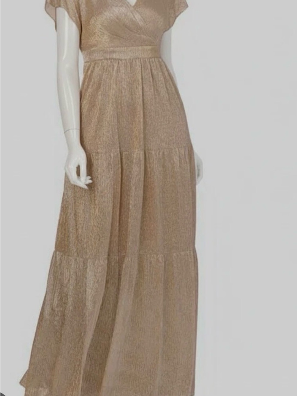Adrianna Papell Women's Metallic Flutter-Sleeve Gown MSRP $249 size 12